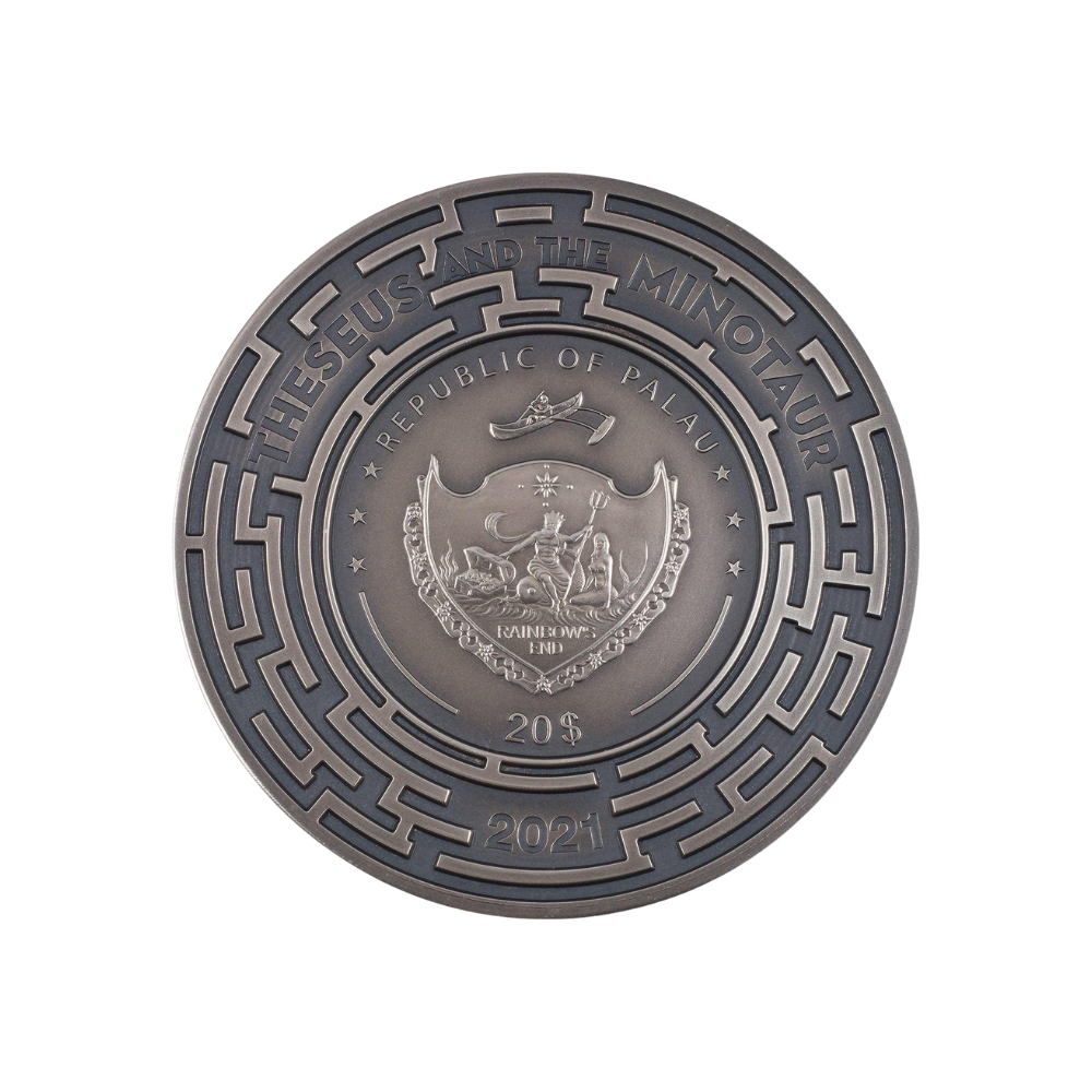 THESEUS AND THE MINOTAUR Evil Within 3 Oz Silver Coin $20 Palau 2021