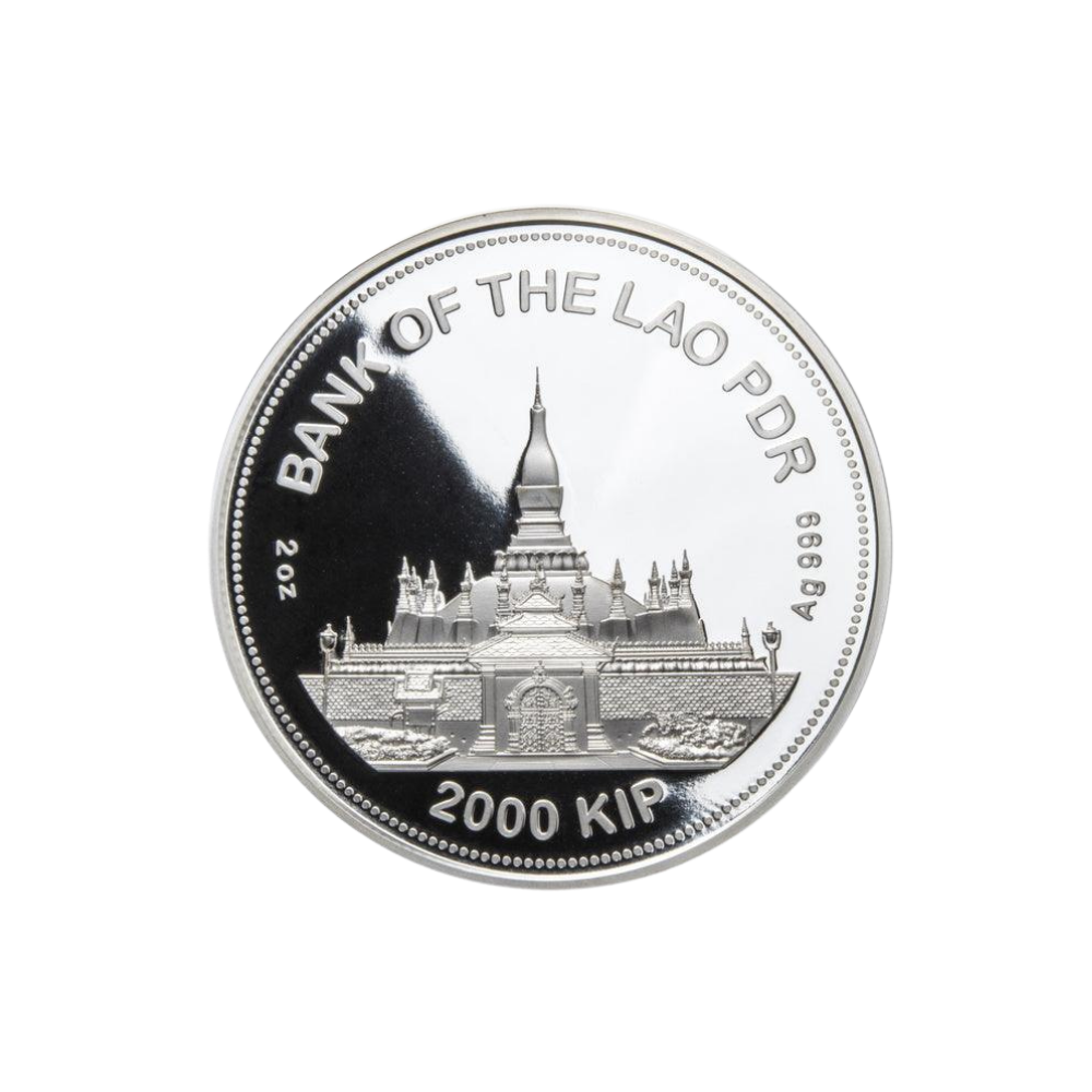 TIGER Jade Lunar Year 2 Oz Silver Coin 2000 Kip Lao Laos 2022