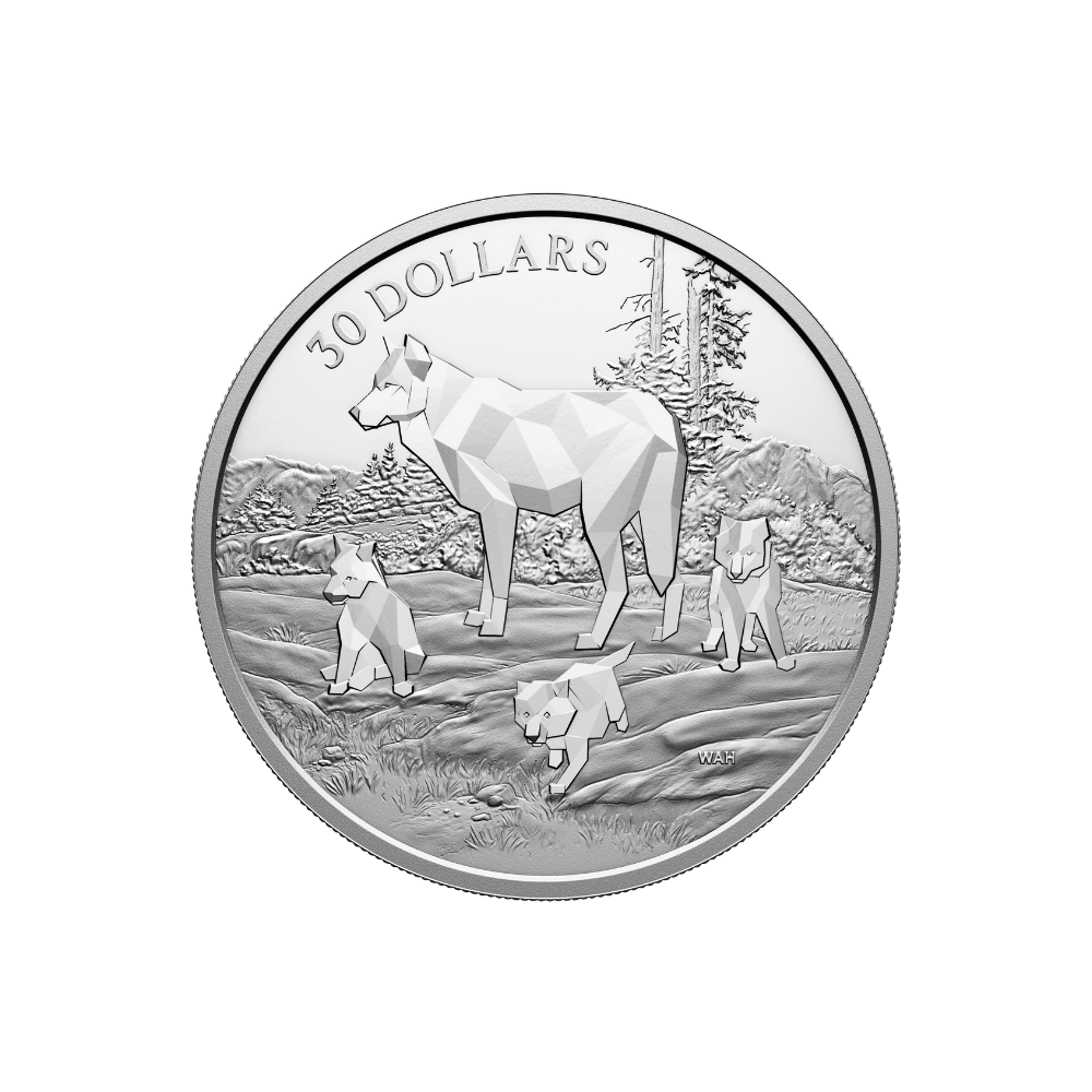 TIMBER WOLVES Multifaceted Animals 2 Oz Silver Coin $30 Canada 2024