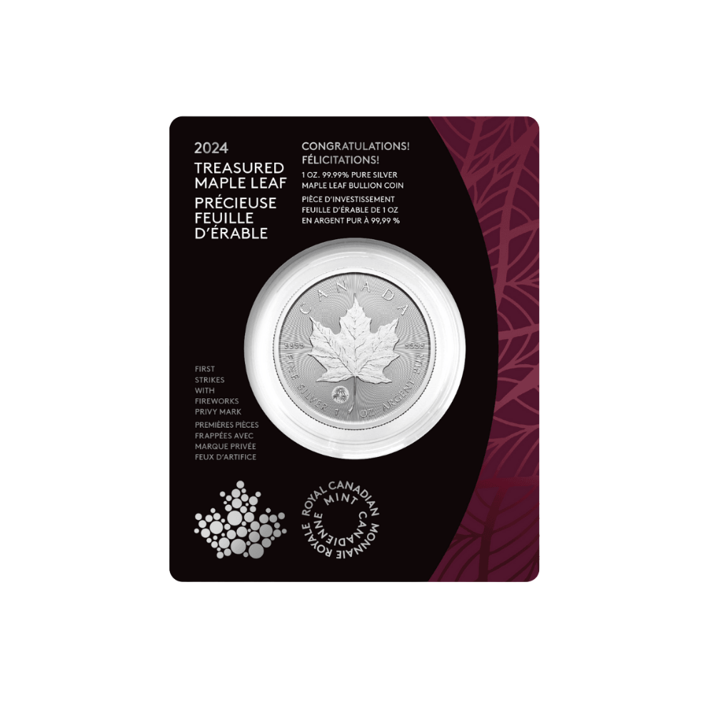 TREASURED SILVER MAPLE LEAF FIRST STRIKES Congratulations Privy Mark (Premium Bullion)