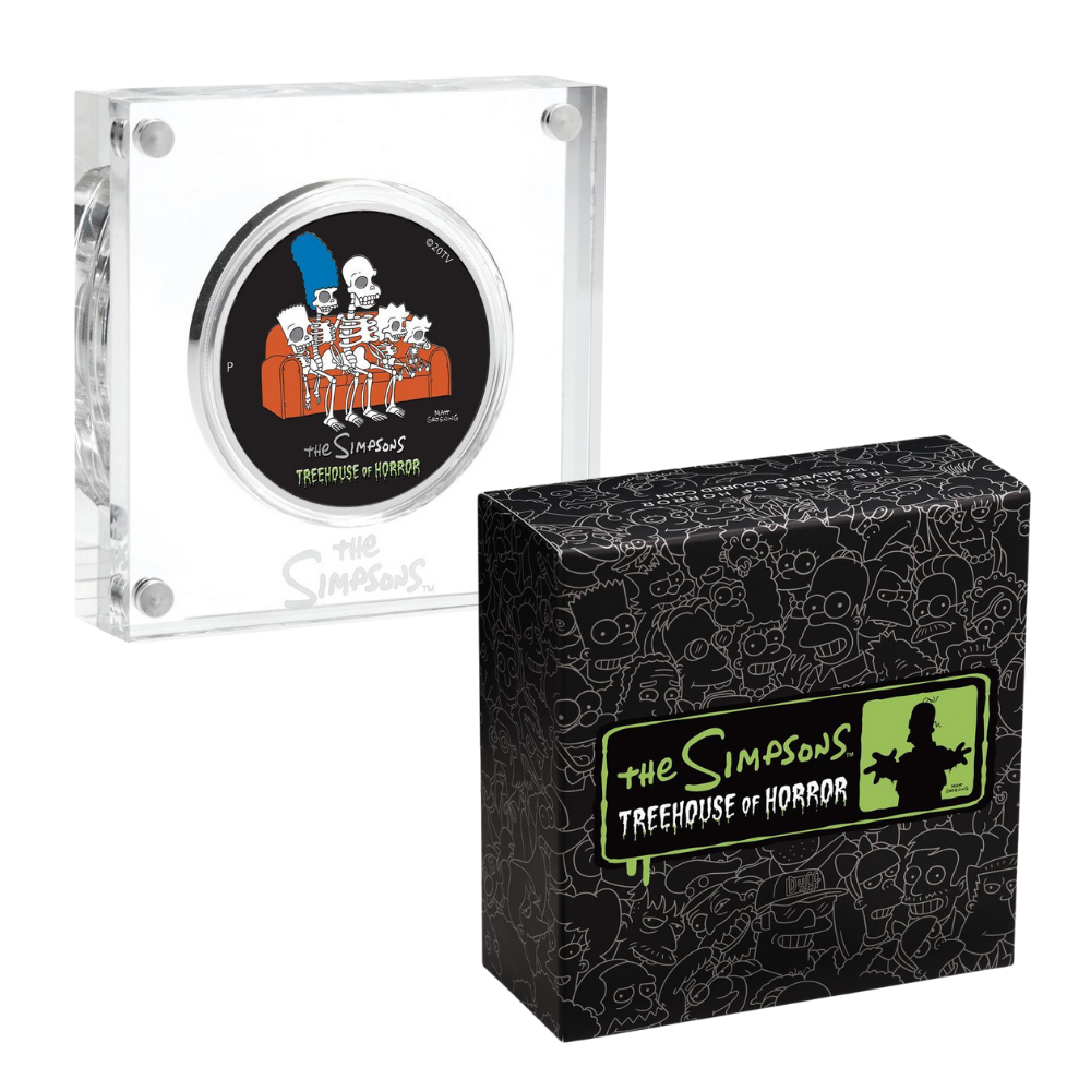 TREEHOUSE OF HORROR Simpsons 1 Oz Silver Coin $1 Tuvalu 2022