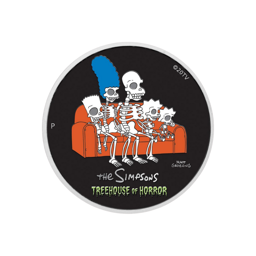 TREEHOUSE OF HORROR Simpsons 1 Oz Silver Coin $1 Tuvalu 2022 - The
