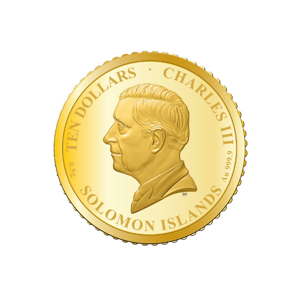 TROPHY UEFA Euro Cup Small Gold Coin $10 Solomon Islands 2024