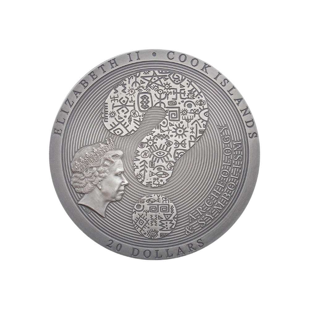 TUTANKHAMUN’S TOMB 1922 Archeology Symbolism Antiqued 3 Oz Silver Coin $20 Cook Islands 2022