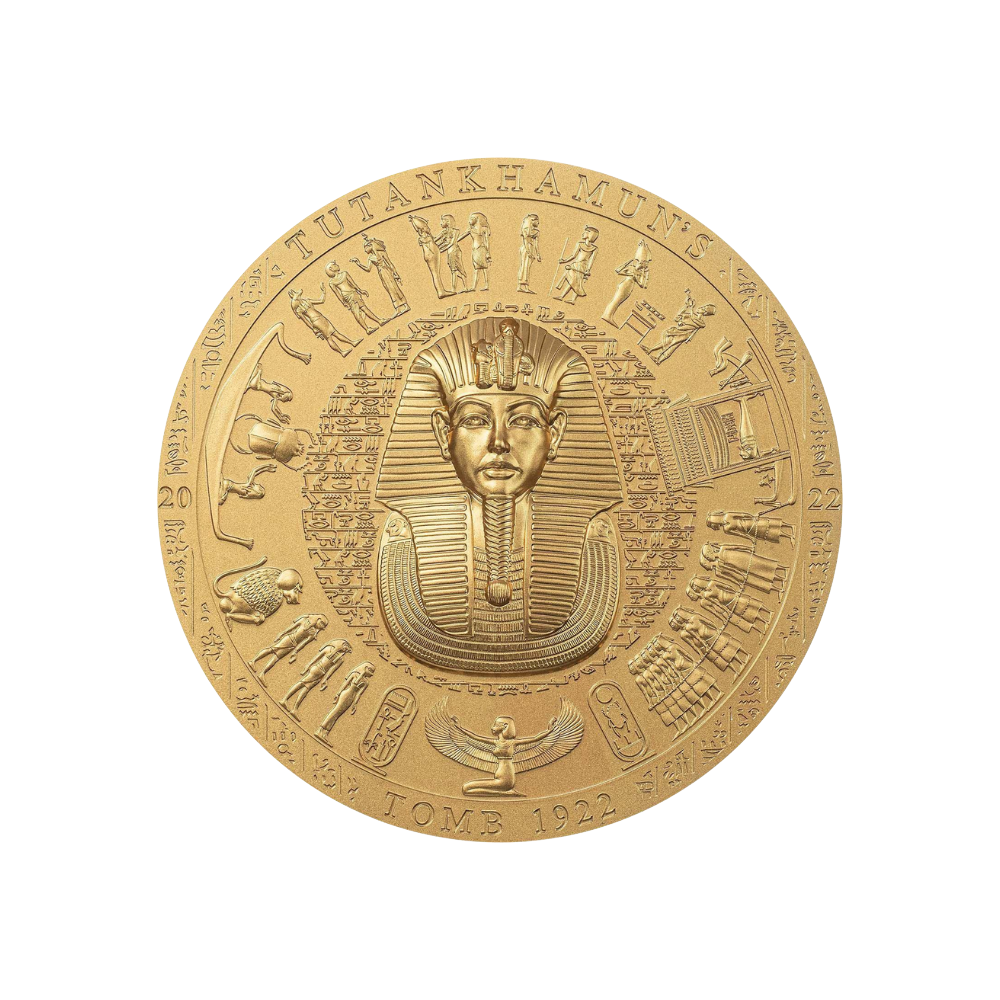 TUTANKHAMUN’S TOMB 1922 Archeology Symbolism Gilded 3 Oz Silver Coin $20 Cook Islands 2022