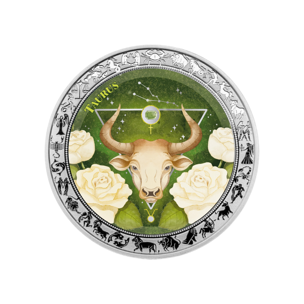 Taurus Aquarelle Zodiac series 1 Oz Silver Coin 2026 PopCoins