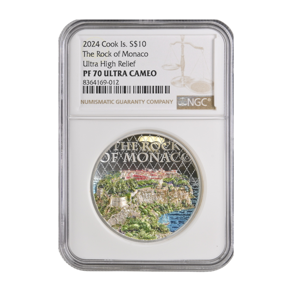 The Architectures Of The World The Rock Of Monaco 2 Oz Fine Silver Coin - PF 70 ULTRA CAMEO