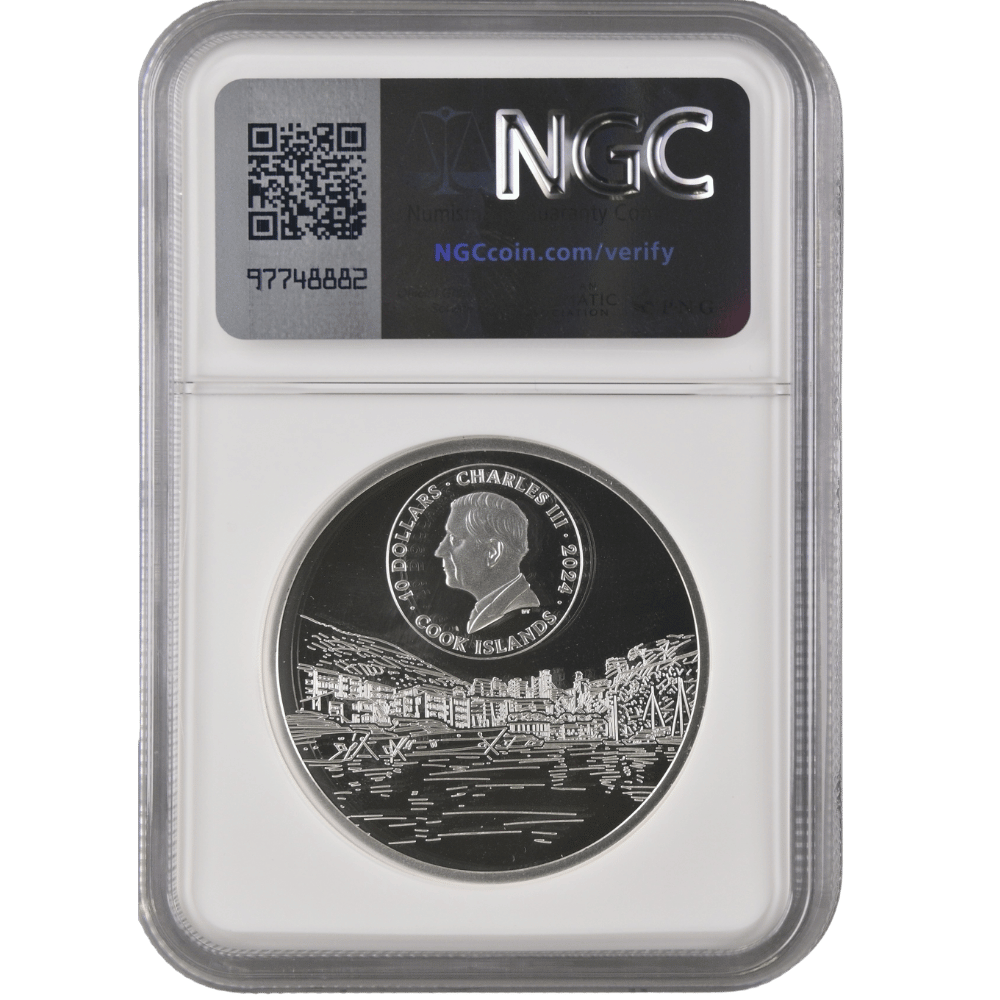 The Architectures Of The World The Rock Of Monaco 2 Oz Fine Silver Coin - PF 70 ULTRA CAMEO - PARTHAVA COIN