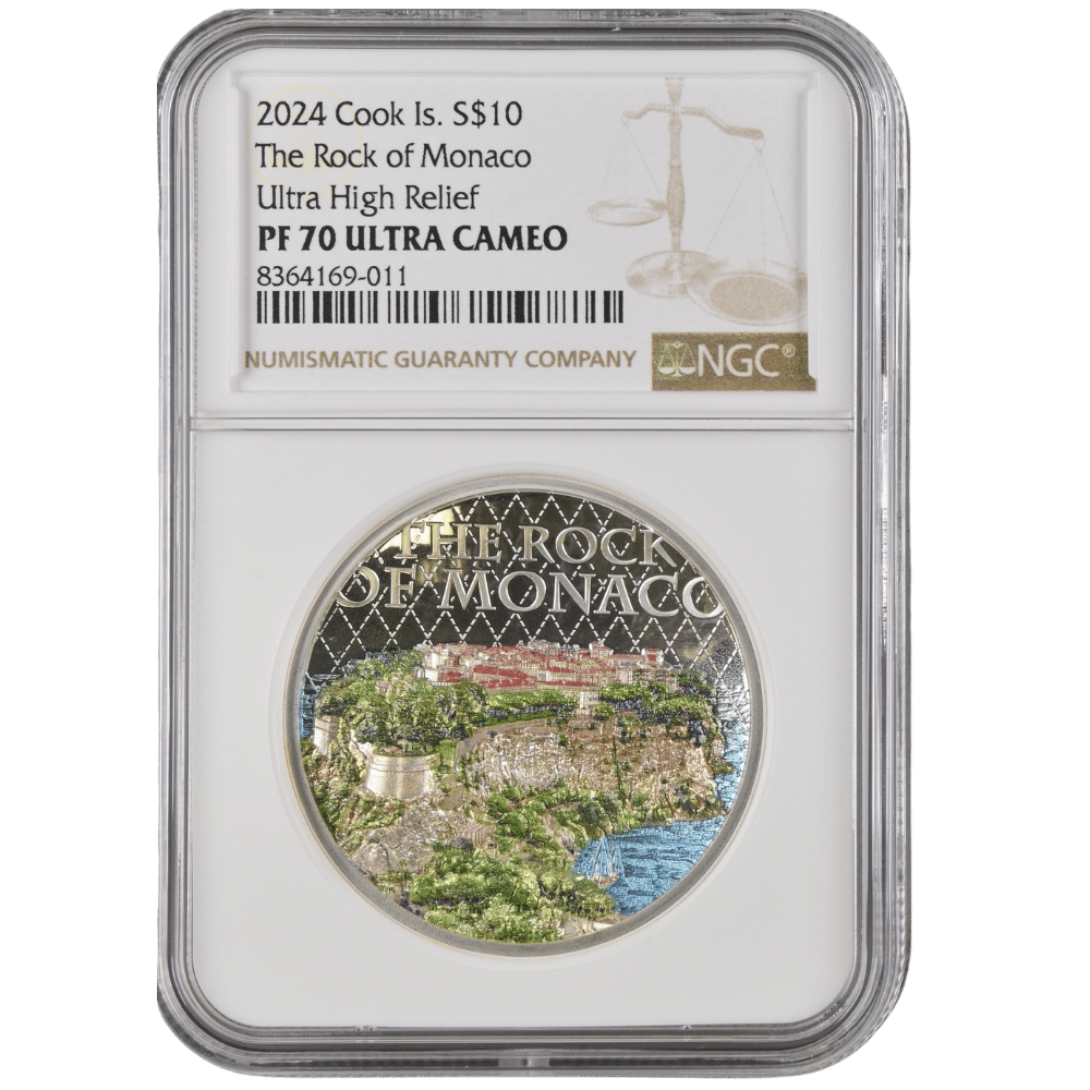 The Architectures Of The World The Rock Of Monaco 2 Oz Fine Silver Coin - PF 70 ULTRA CAMEO - PARTHAVA COIN