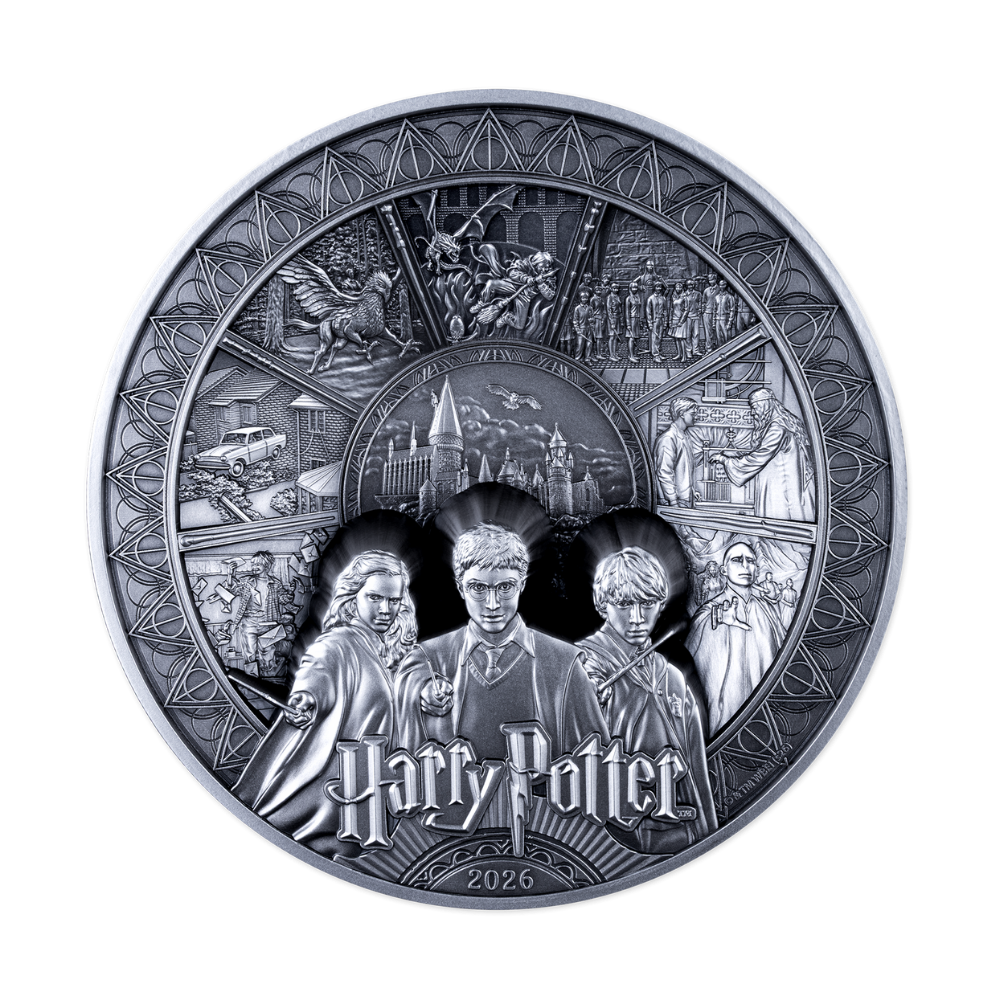 The Golden Trio Harry Potter 25 Years of Magic 1 Kg Silver Coin 2026 MDM