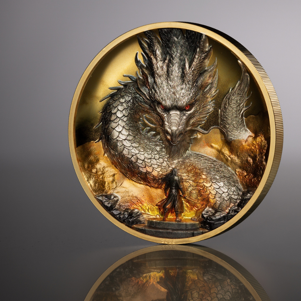 Thunder Dragon Gilded 5 Oz Silver Coin 2026 Parthava Coin CIT Coin Invest AG