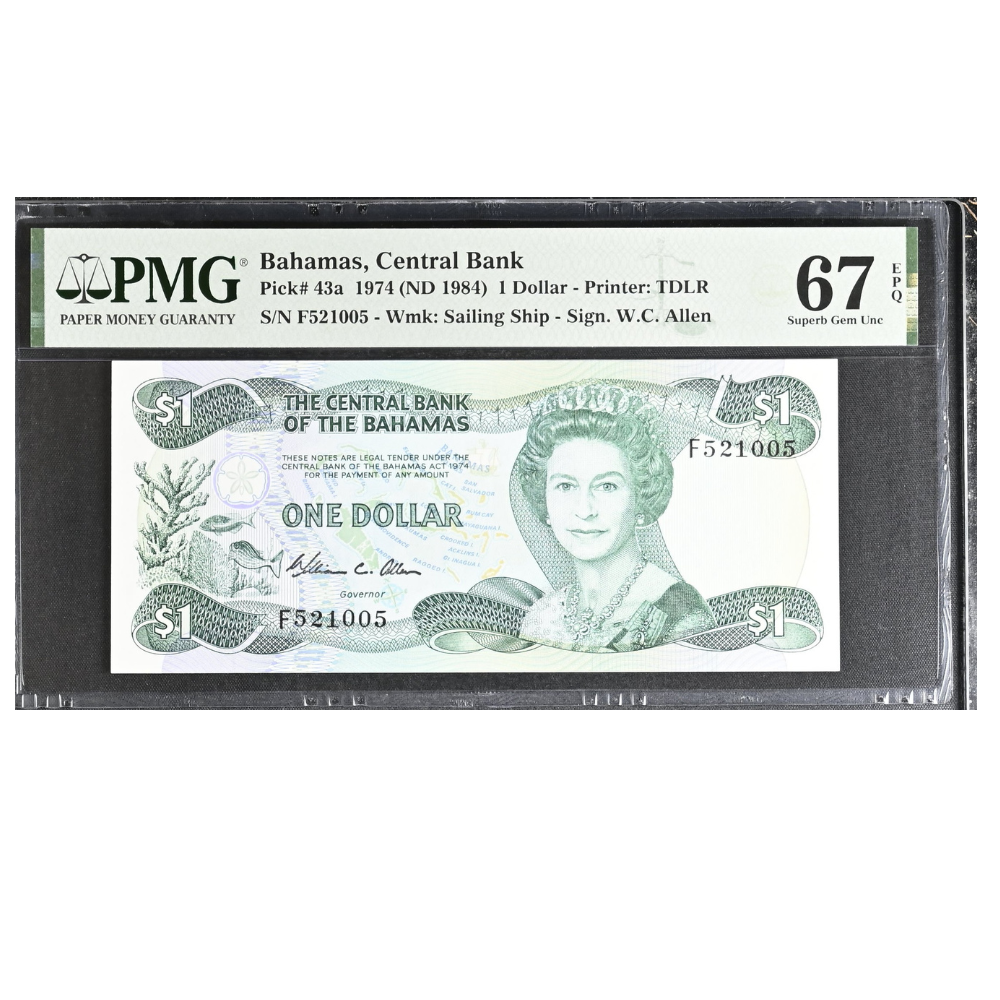 Bahamas 1 Dollar ND 1984 Pick 43a Superb Gem UNC 67 EPQ
