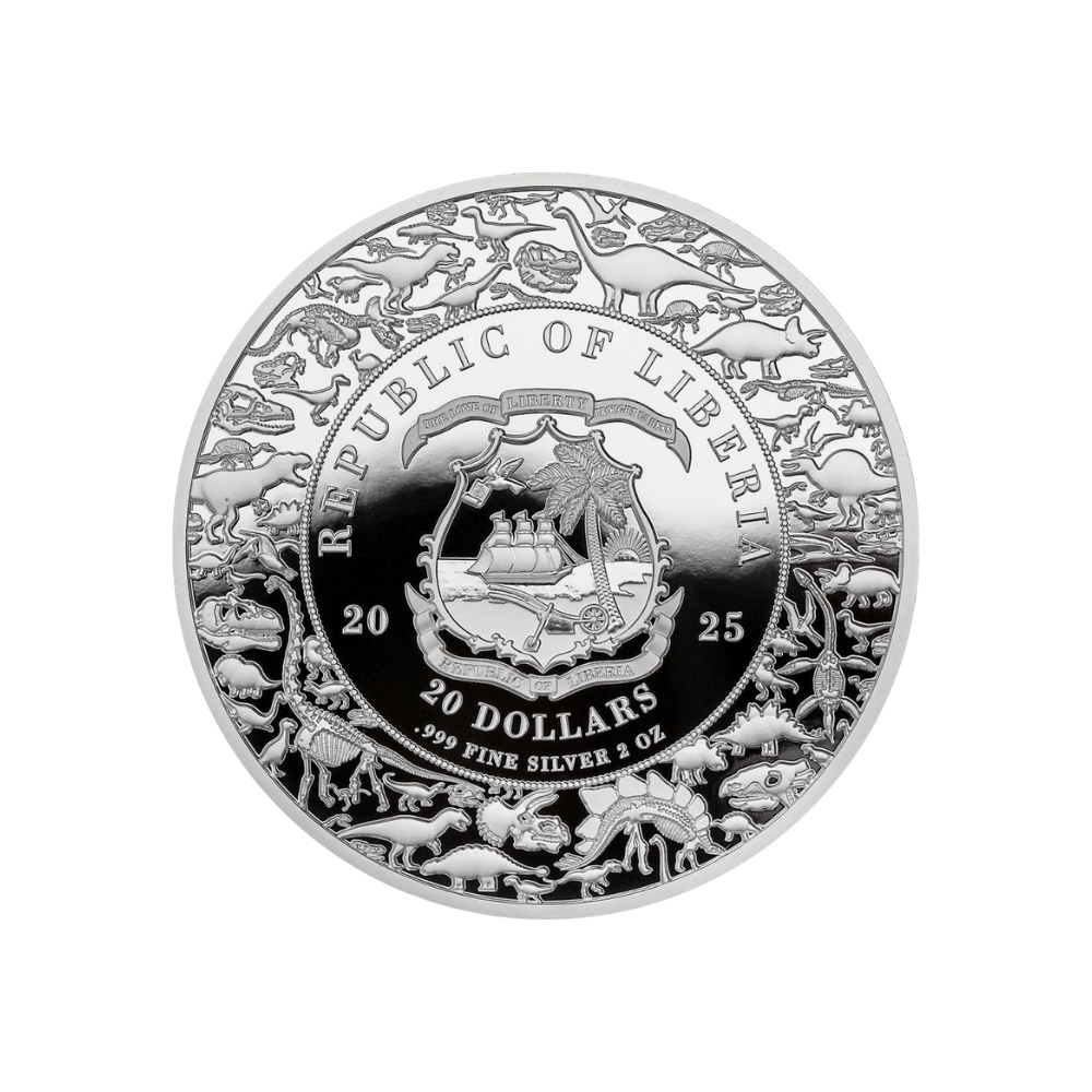 Triceratops Jurassic Life 2 Oz Silver Coin 2025