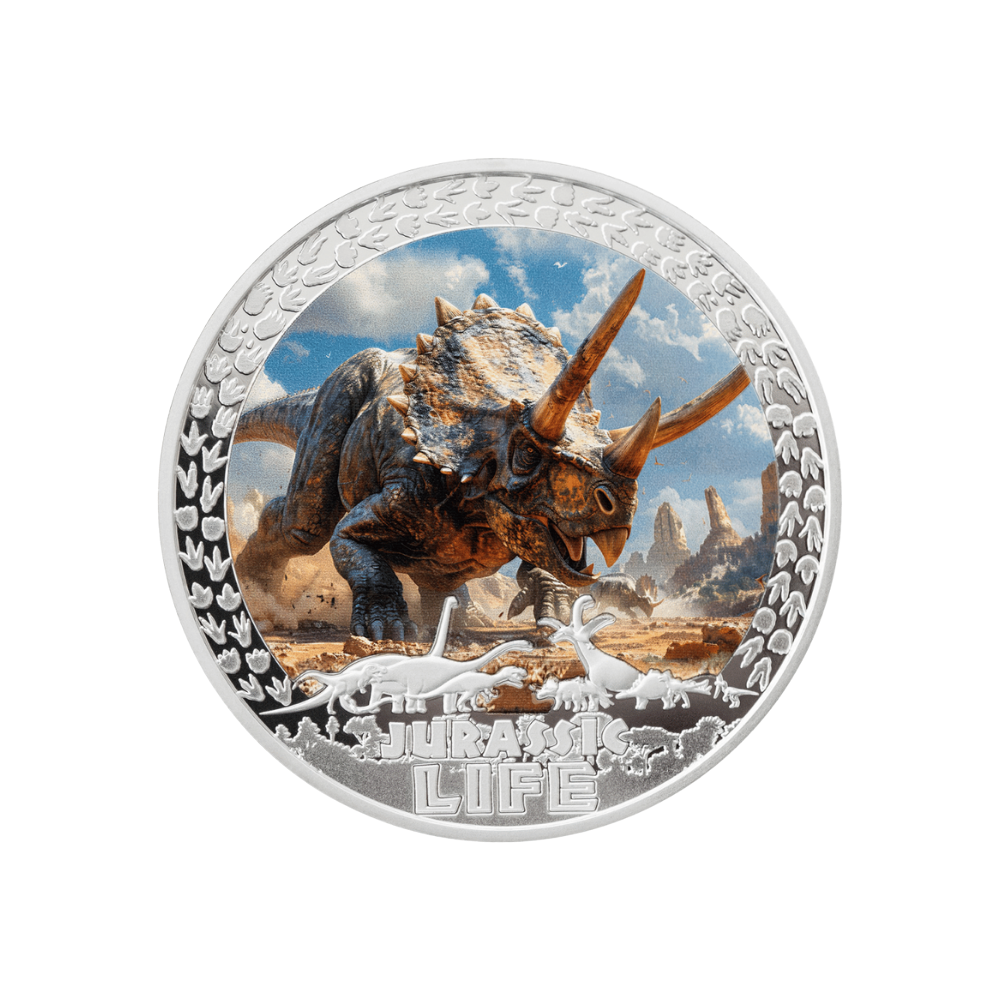 Triceratops Jurassic Life 2 Oz Silver Coin 2025