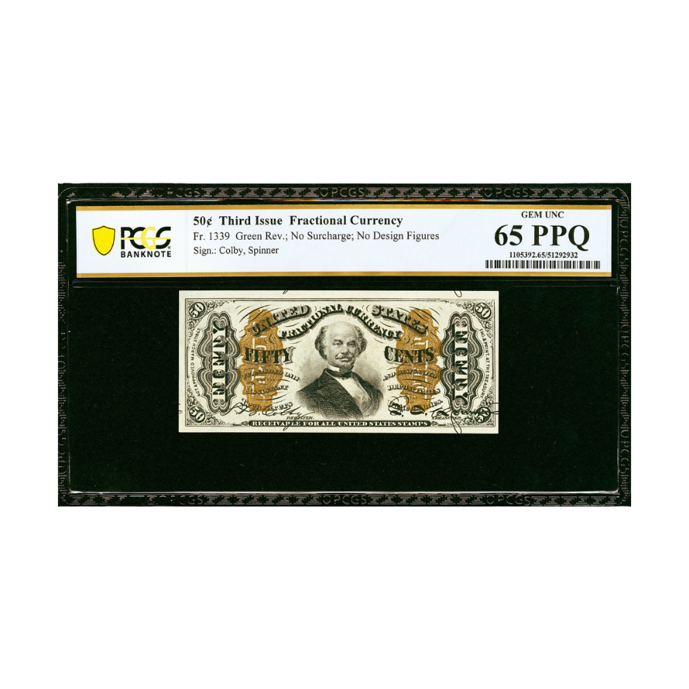 US 50 Cent Fr#1339 Third Issue Fractional Currency PCGS 65 Gem Uncirculated PPQ