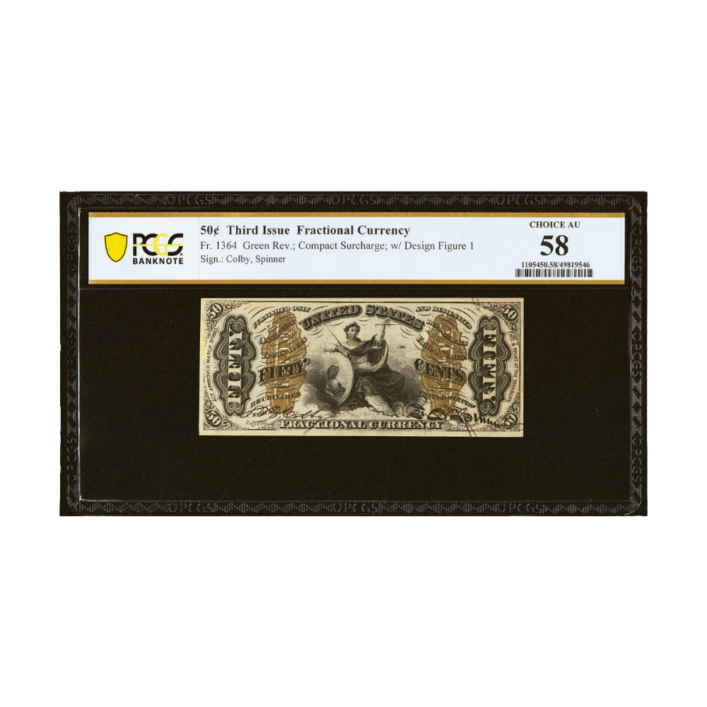 US 50 Cents Fr#1364Third Issue Fractional Currency PCGS 58 Choice AU