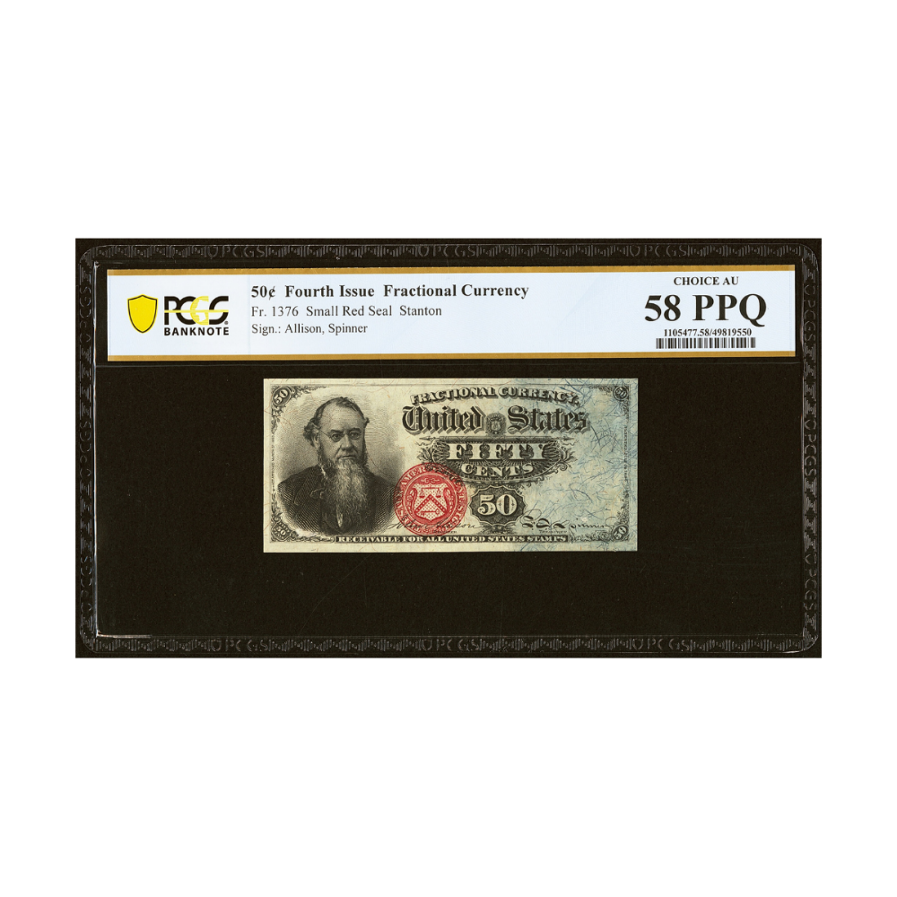 US 50 Cents Fr#1376 Fourth Issue Fractional Currency PCGS 58 Choice AU PPQ