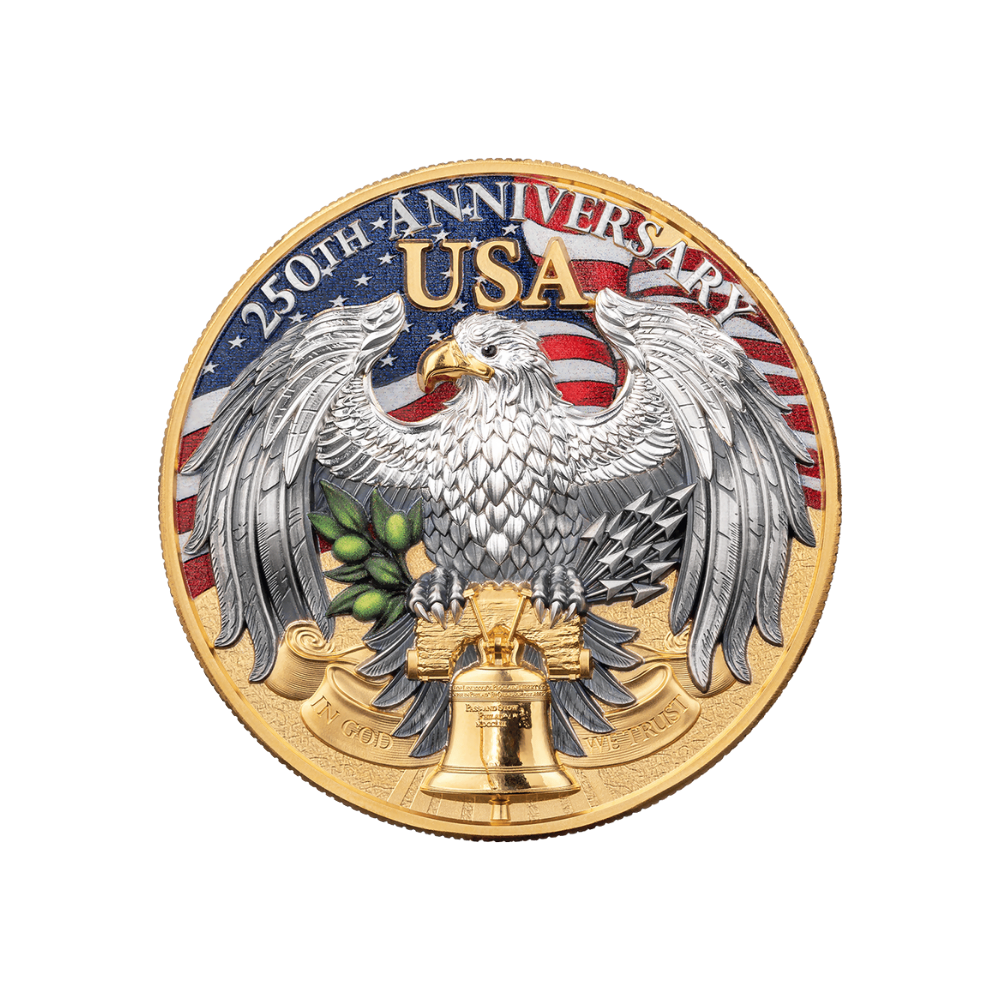 United We Stand: 250 Years of U.S. Independence 2 Oz Silver Coin