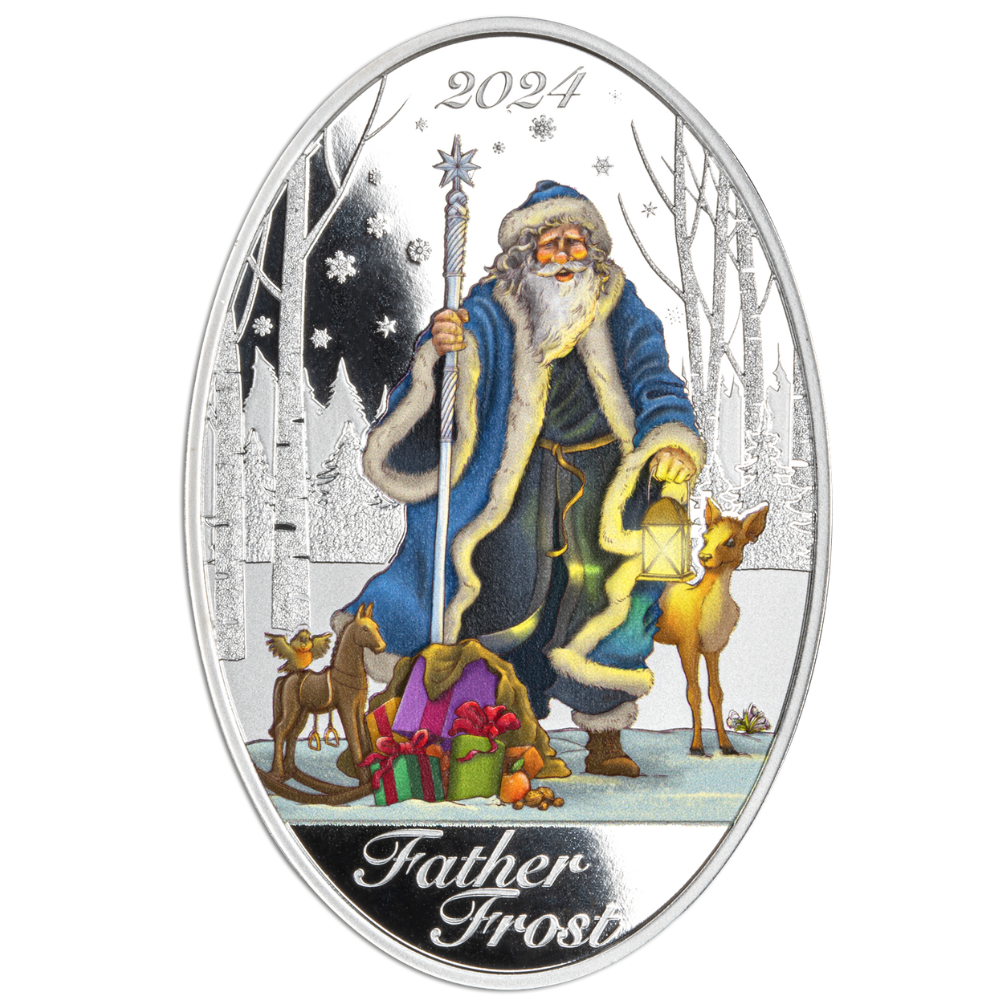 FATHER FROST-The-Famous-and-Magical-Character-of Winter-1Oz- Silver-Coin-Solomon-Islands-2024