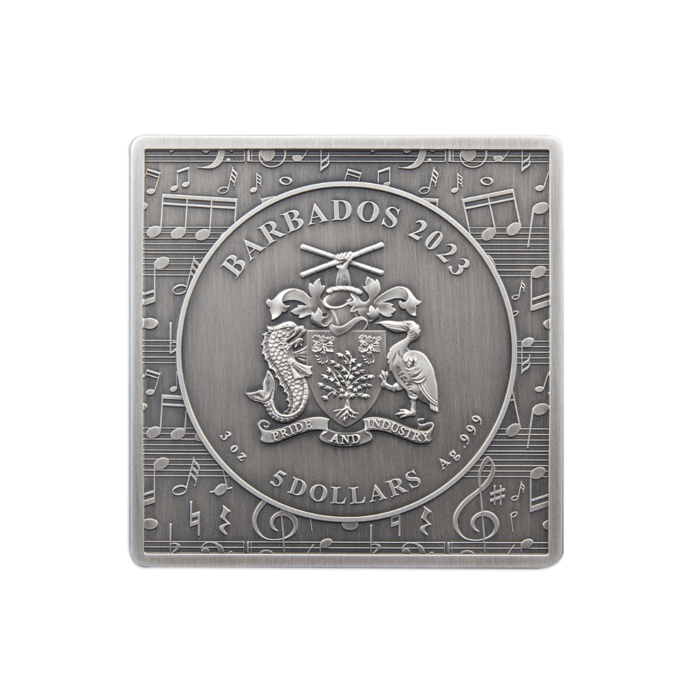 VINYL RECORD 3 Oz Silver Coin $5 Barbados 2023