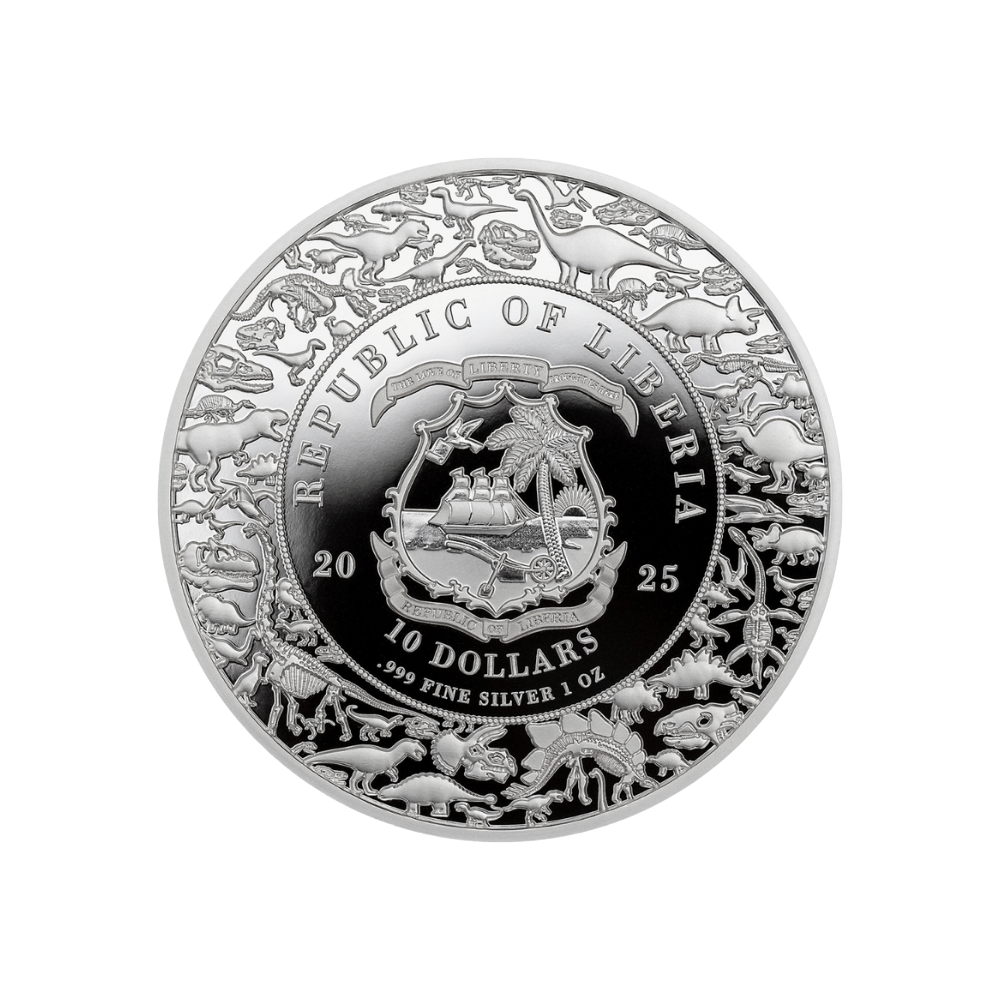 Velociraptor Jurassic Life 1 Oz Silver Coin 2025