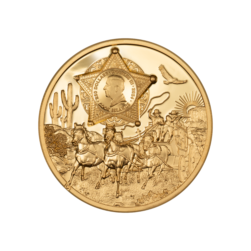 WILD WEST Legends 1 Oz Gold Coin $250 Cook Islands 2024