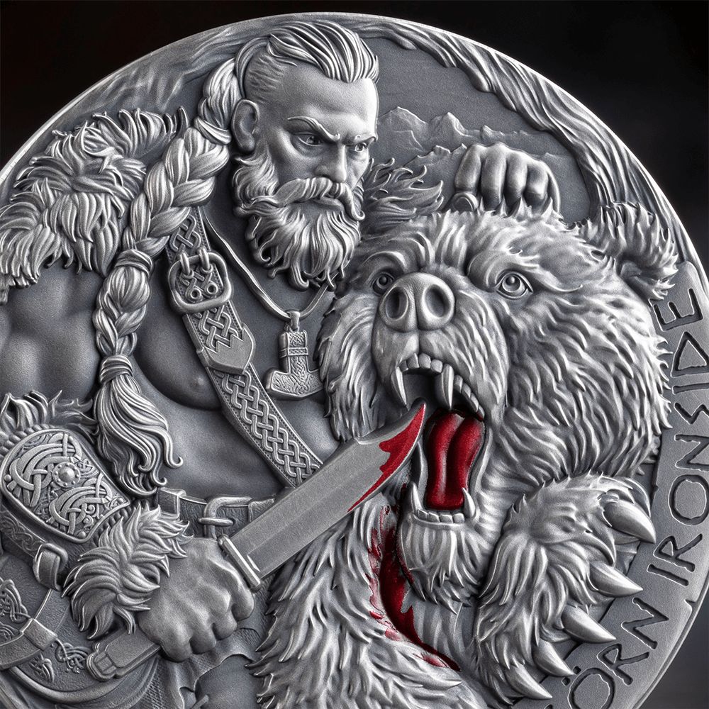 Björn Ironside Way to Valhalla 2 Oz Silver Coin 2025 closeup Mint XXI Parthava Coin