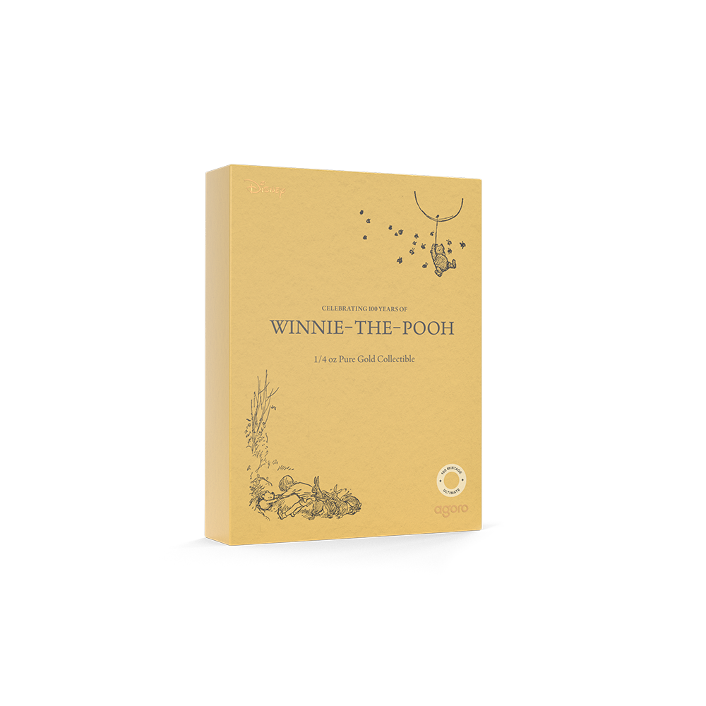 Winnie the Pooh Celebrating 100 Years 1/4 Oz Gold Collectible Coin AGORO