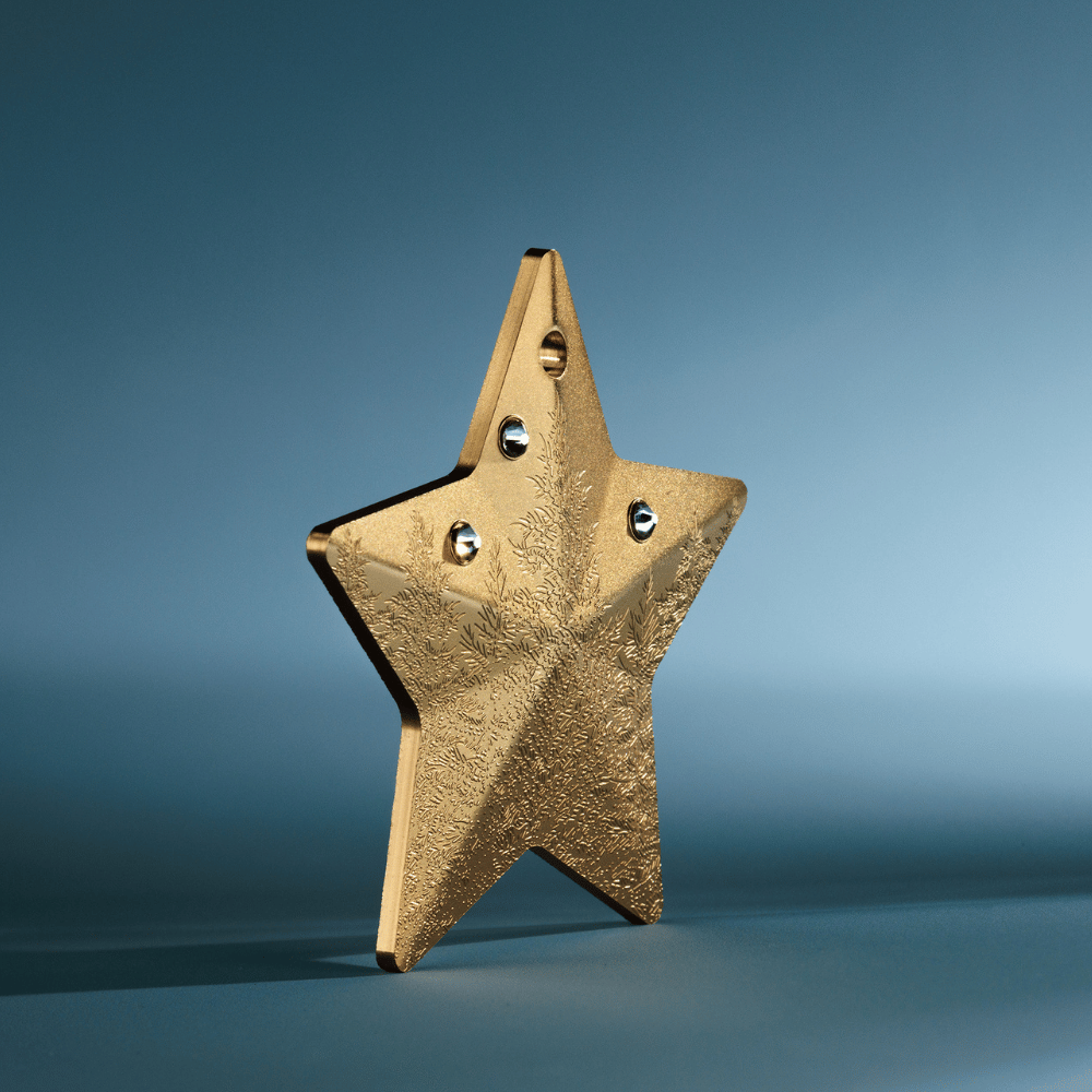 Winter Forest Holiday Ornament Gilded 1 Oz Silver Coin $5 Cook Islands 2025 image CIT coin Invest AG Parthava Coin