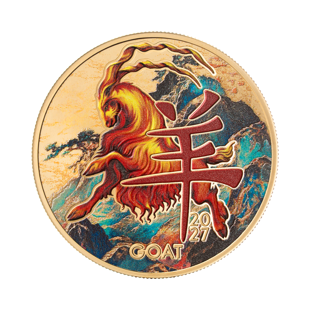 Year of The Goat Lunar Zodiac 1/2 Oz Silver Coin 2027 MINT XXI