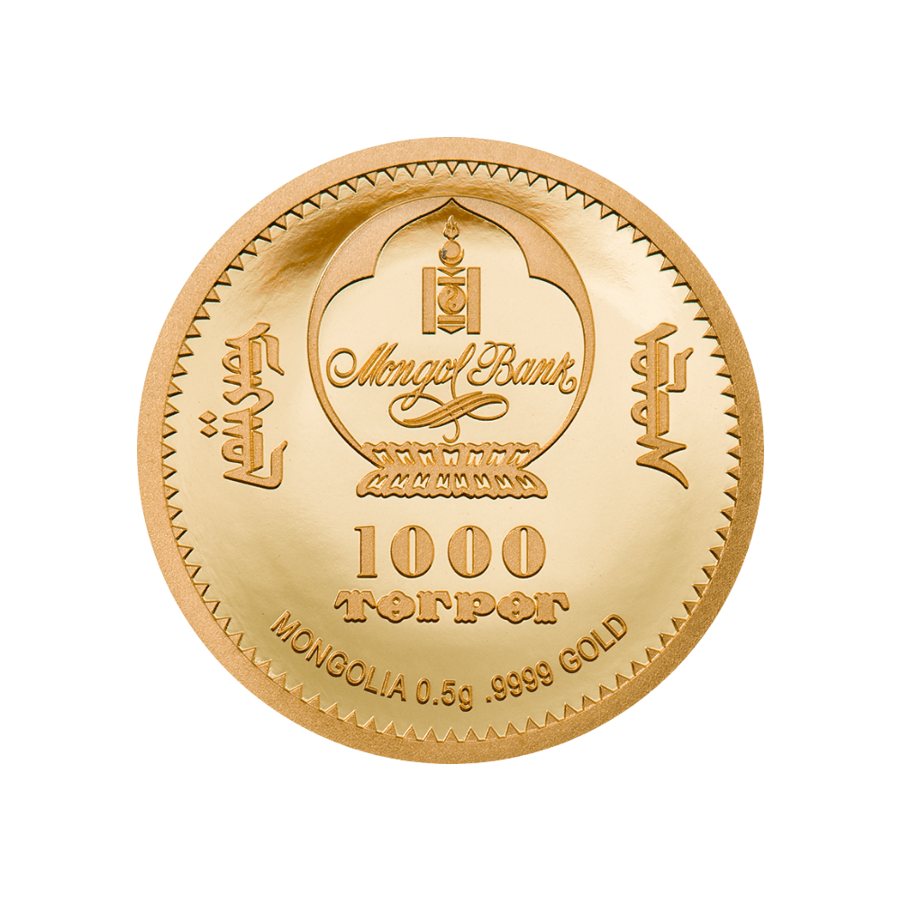 YEAR OF THE RABBIT Lunar Collection Gold Coin 1000 Togrog Mongolia 2023