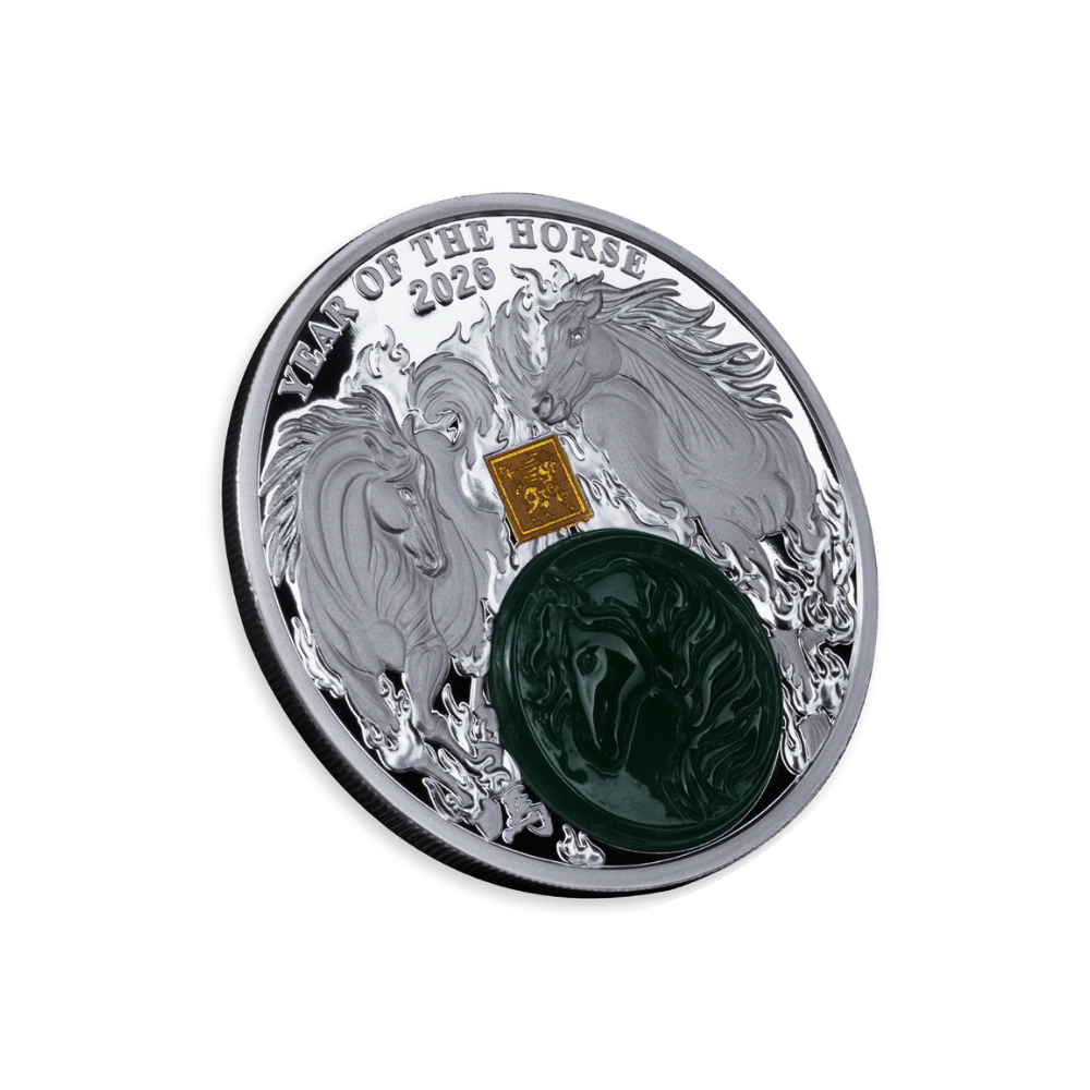 Year of the Horse 2 Oz Silver with Jade 2026