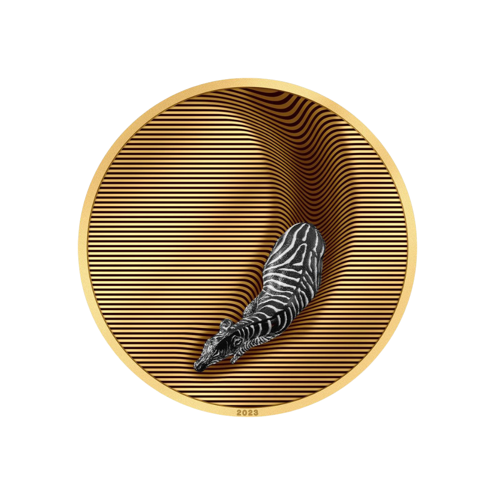 ZEBRA Camouflage of Nature Gilded 5 Oz Silver Coin $20 Palau 2023