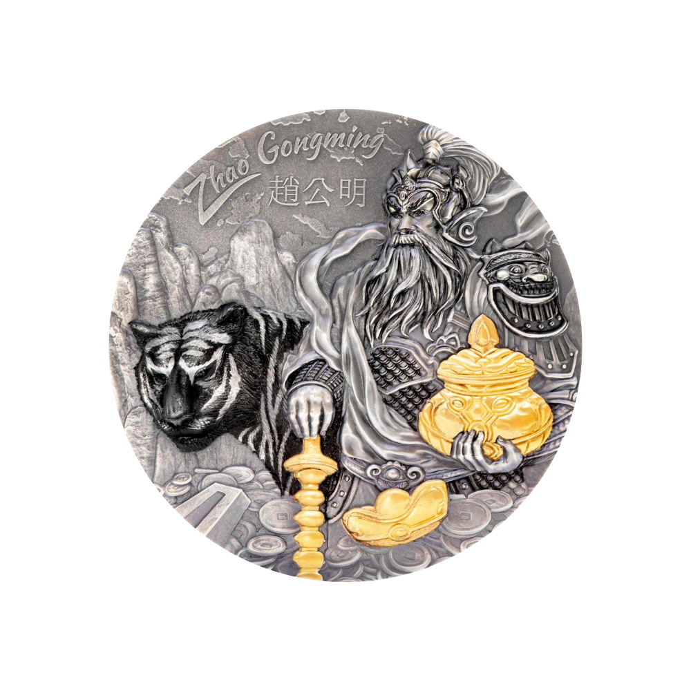 ZHAO GONGMING Gilded Asian Mythology 3 Oz Silver Coin $20 Cook Islands 2021