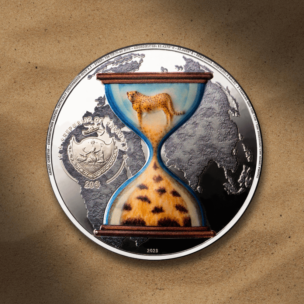 ASIATIC CHEETAH Endangered Animals 3 Oz Silver Coin $20 Palau 2023 - PARTHAVA COIN