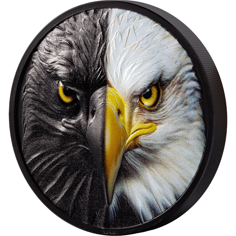 BALD EAGLE Day and Night 3 Oz Silver Coin $20 Palau 2024 - PARTHAVA COIN