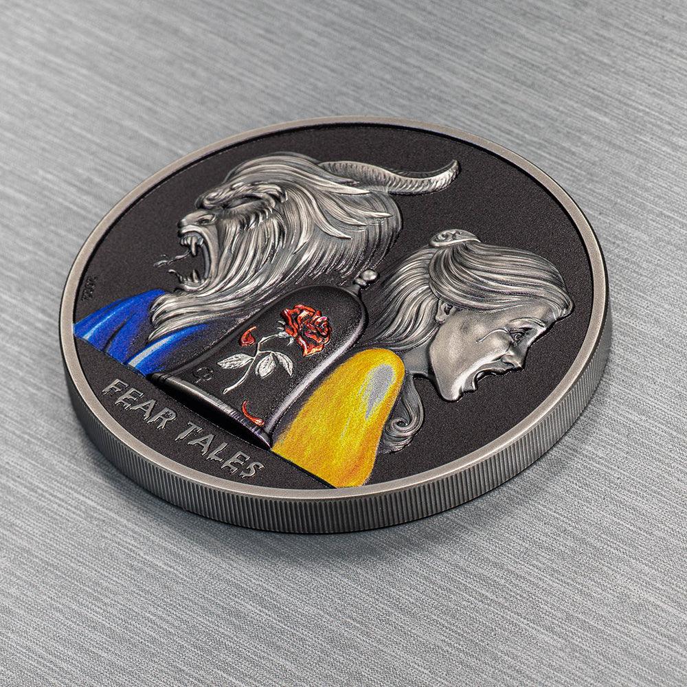 BEAUTY AND THE BEAST Fear Tales 2 Oz Silver Coin $10 Palau 2022 - PARTHAVA COIN
