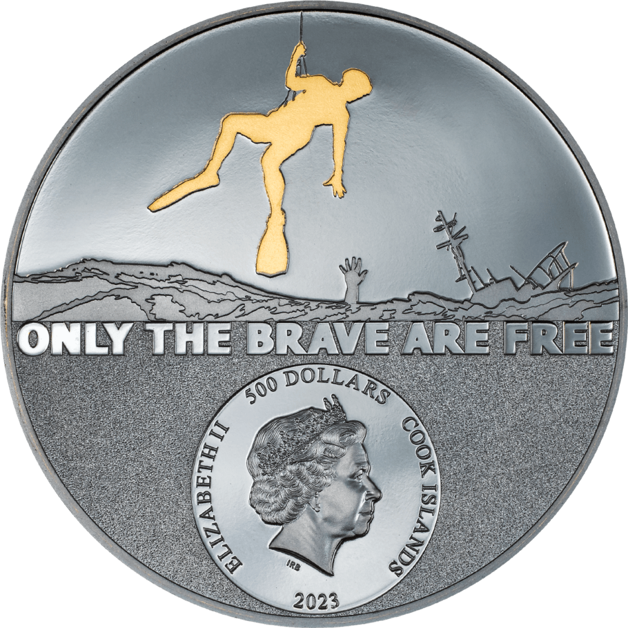 COAST GUARD Real Heroes 5 Oz Gold Coin $500 Cook Islands 2023 - PARTHAVA COIN