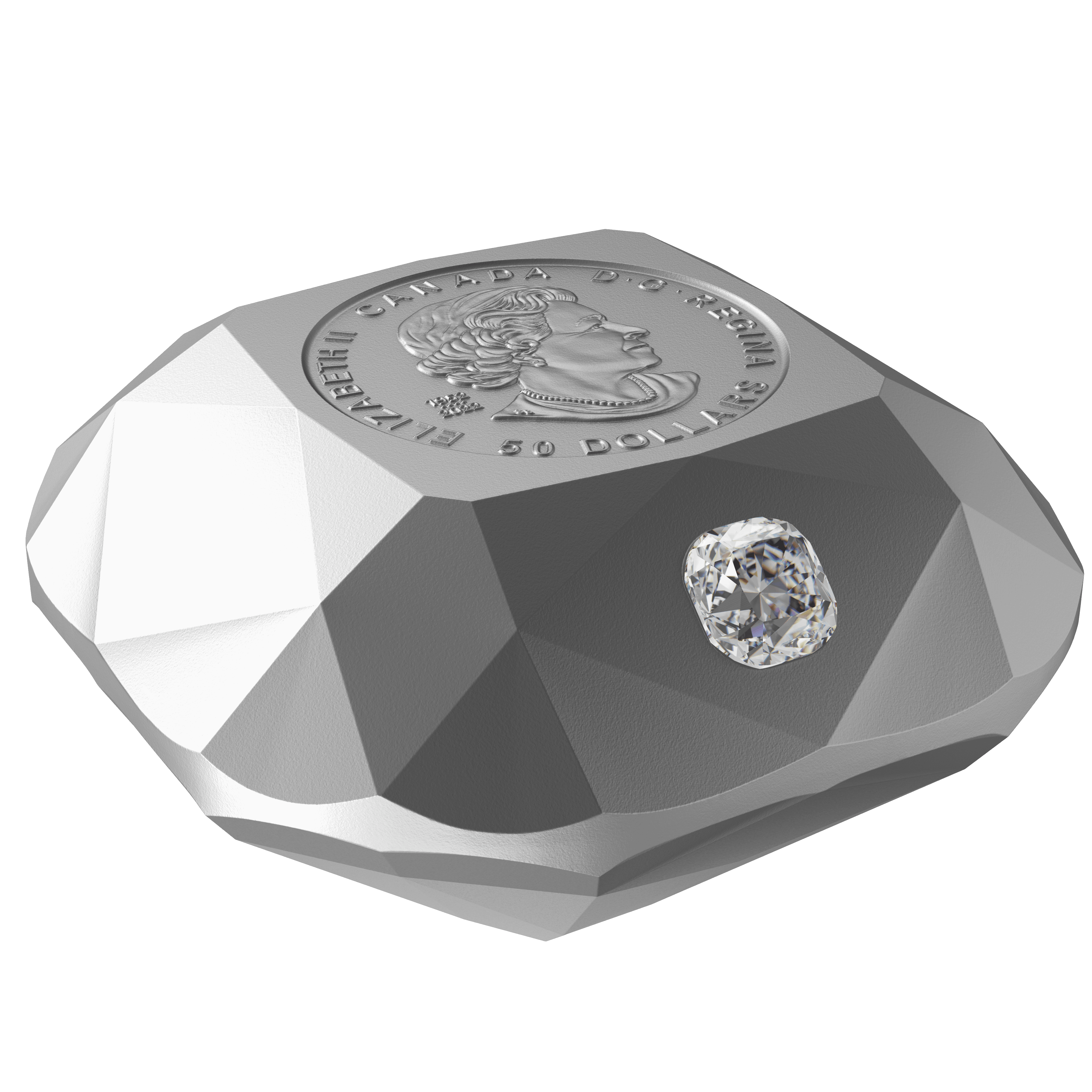DE BEERS Ideal Cushion Diamond pure silver coin $50 Canada 2024 - PARTHAVA COIN