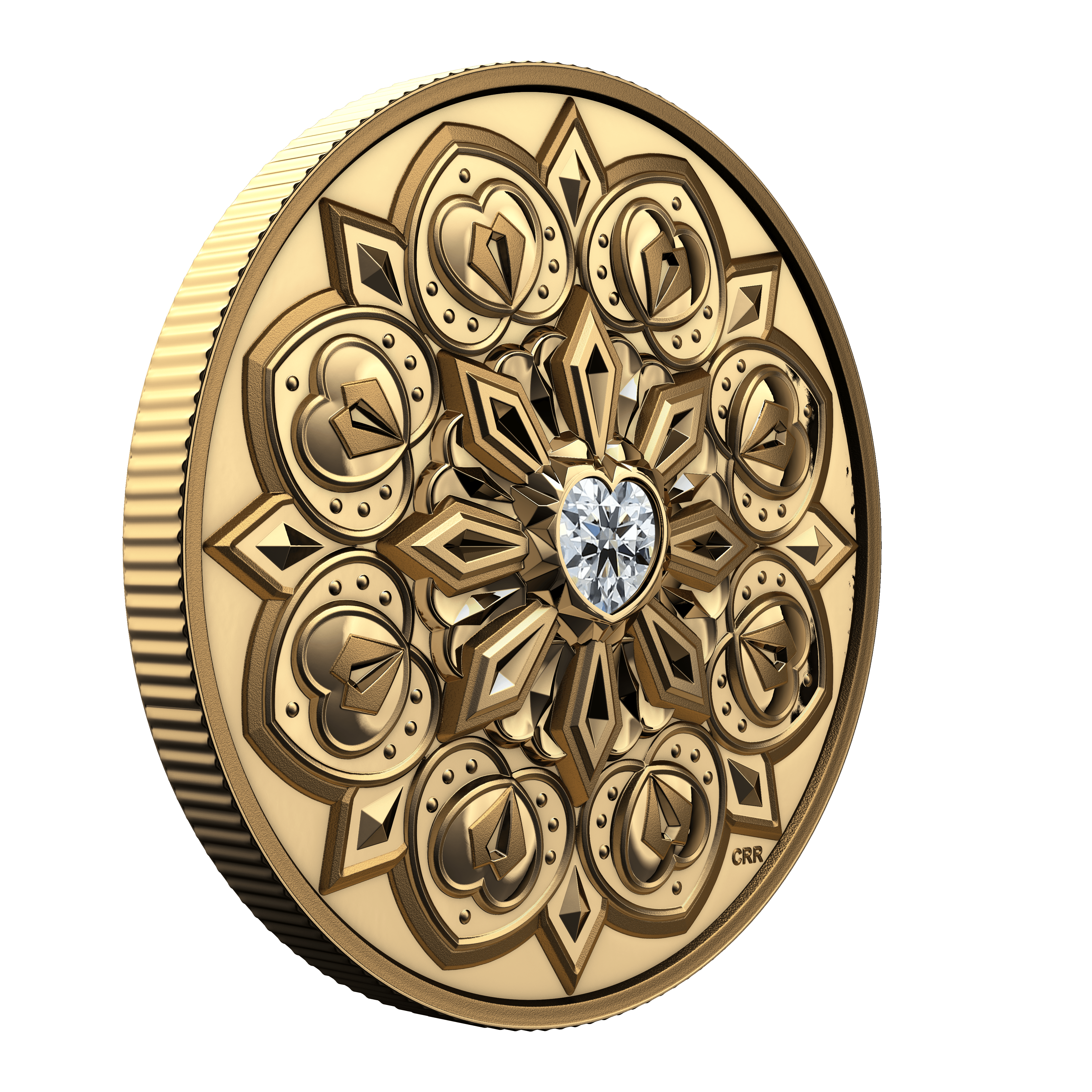 DE BEERS Ideal Heart Diamond Purely Brilliant 1 Oz Gold Coin $200 Canada 2023 - PARTHAVA COIN
