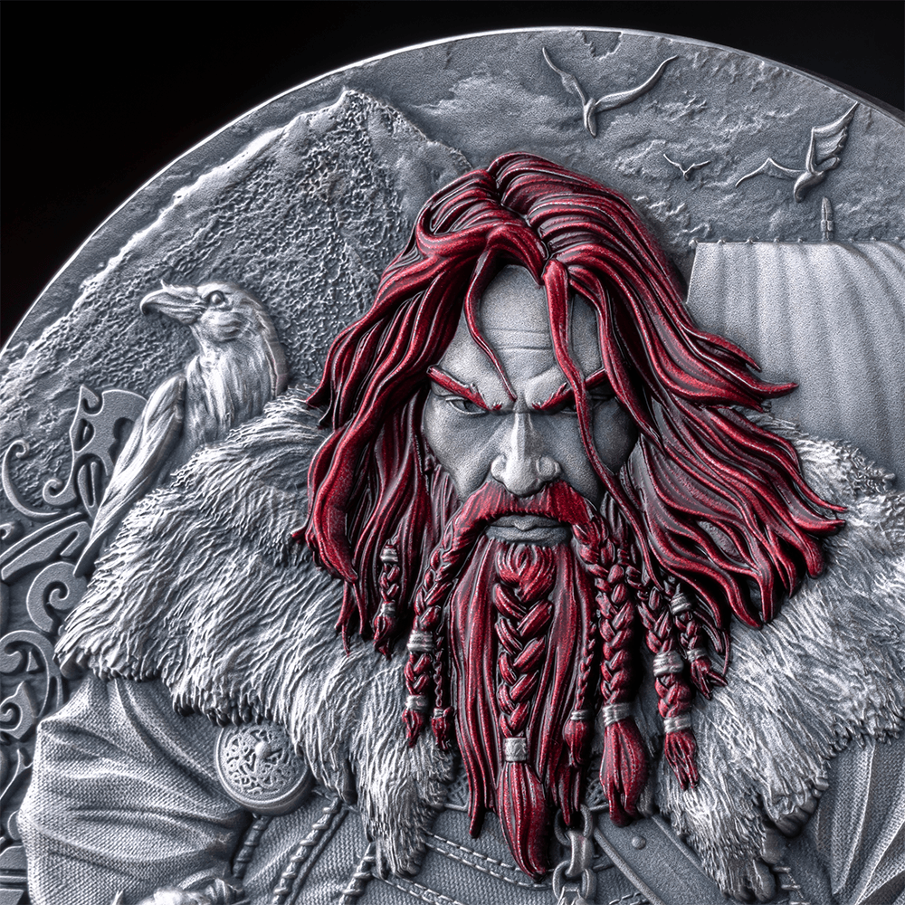 ERIK THE RED Way to Valhalla 2 Oz Silver Coin 2000 Francs Cameroon 2024 - PARTHAVA COIN