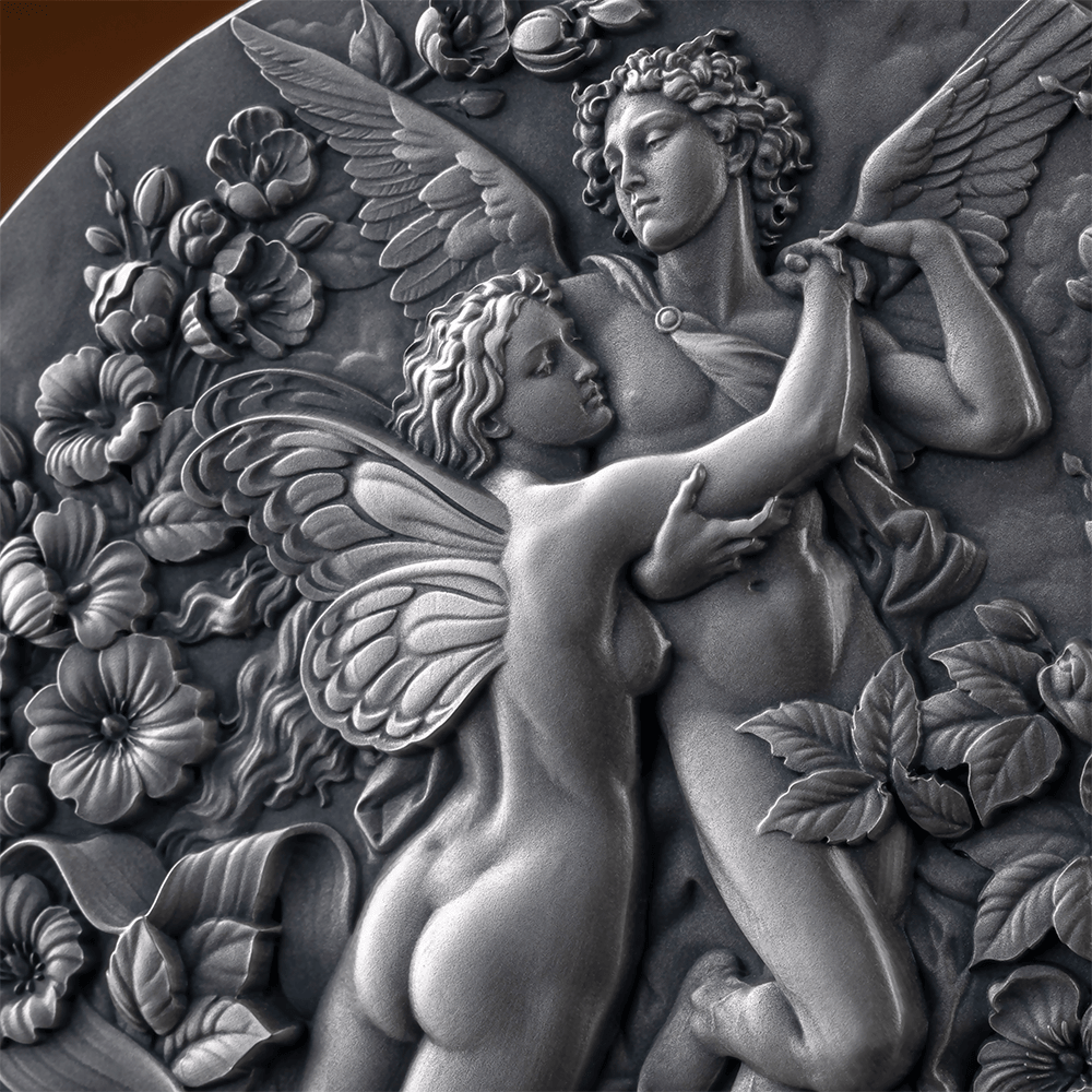 EROS AND PSYCHE Celestial Beauty 2 Oz Silver Coin 2000 Francs CFA Cameroon 2024 - PARTHAVA COIN