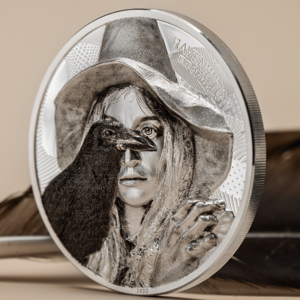 Eye of Magic RAVEN WITCH 2 Oz Silver Coin $10 Cook Islands 2022-NGC Graded PF 70 Ultra Cameo - PARTHAVA COIN