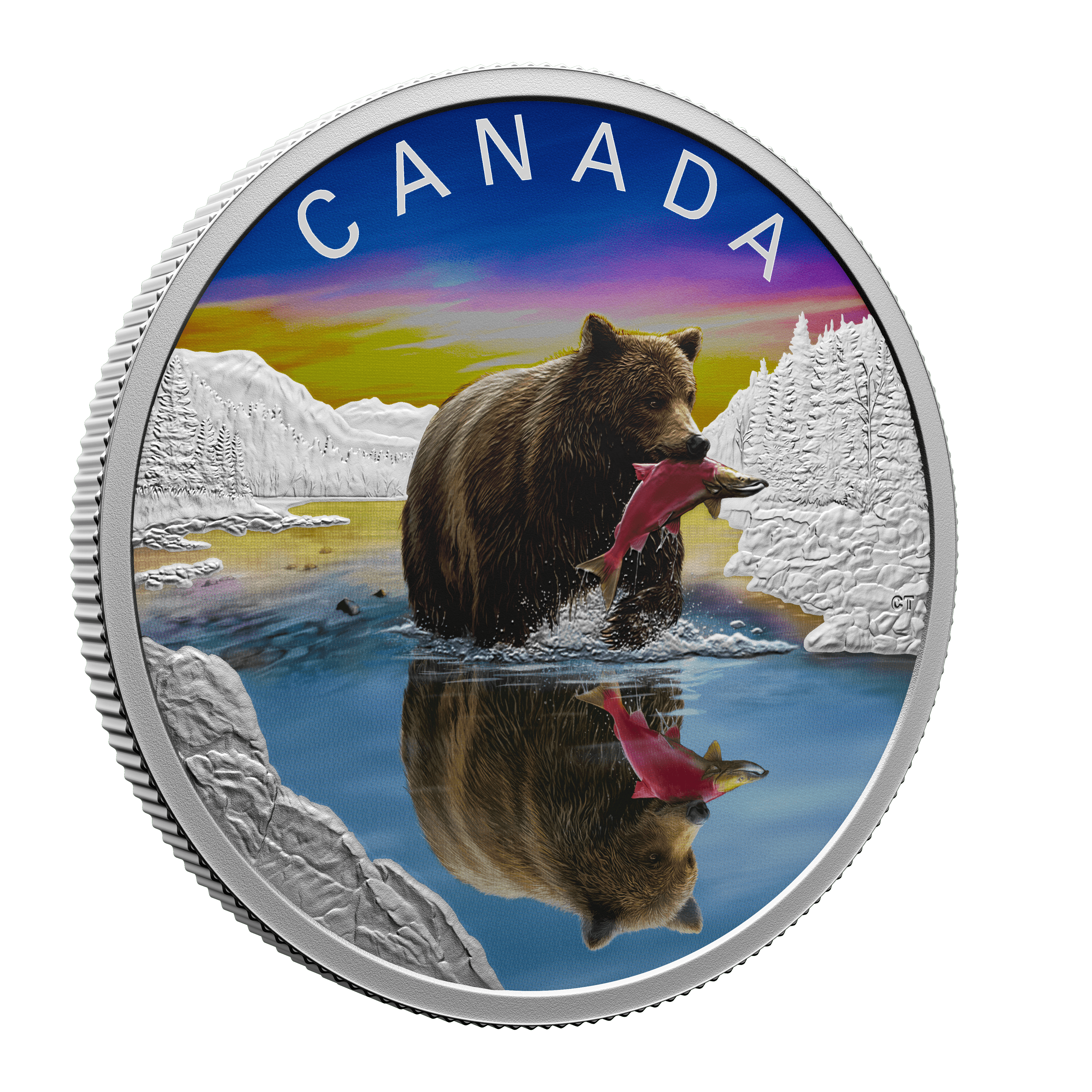 GRIZZLY BEAR Wildlife reflections 1 Oz Silver Coin $20 Canada - PARTHAVA COIN