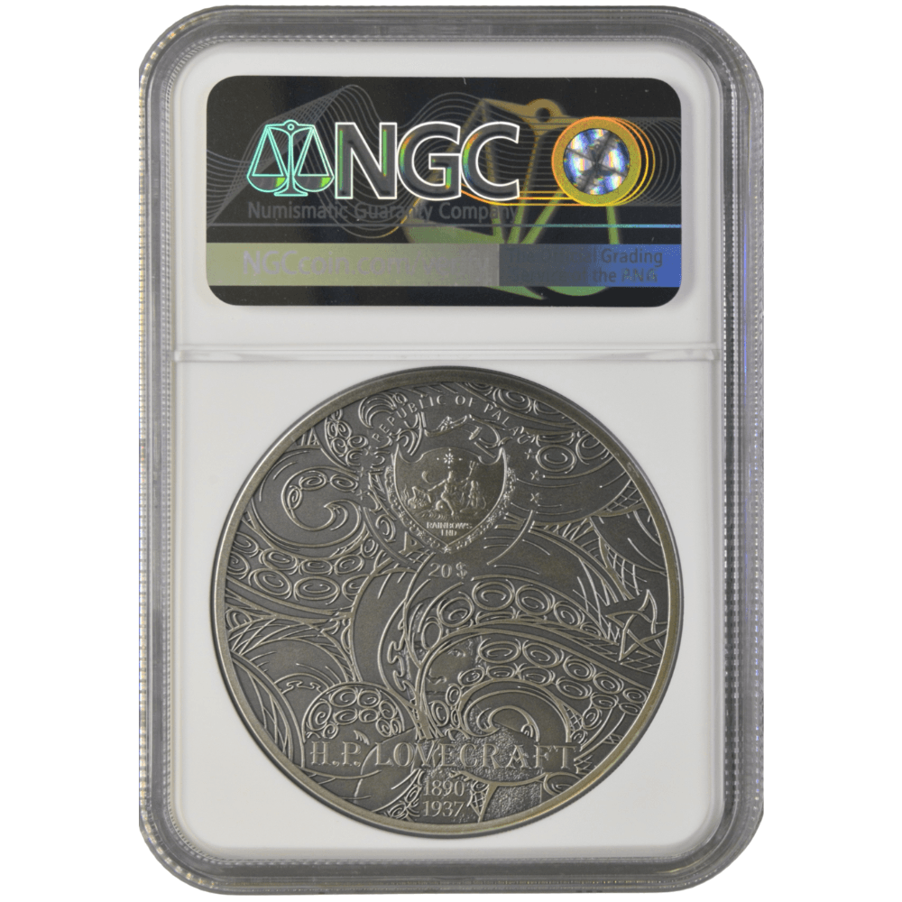 Howard Phillips Lovecraft-AZATHOTH 3 Oz Silver Coin $20 Palau 2023- NGC graded MS 70 Antiqued - PARTHAVA COIN