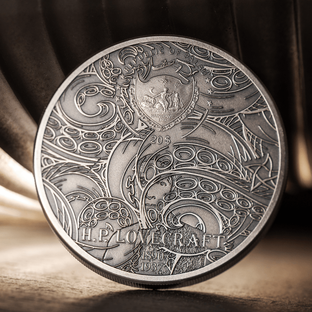 Howard Phillips Lovecraft-AZATHOTH 3 Oz Silver Coin $20 Palau 2023- NGC graded MS 70 Antiqued - PARTHAVA COIN
