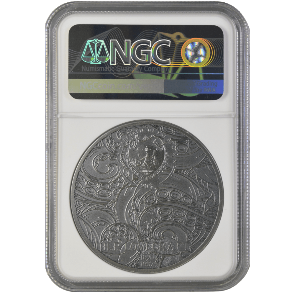 Howard Phillips Lovecraft-CTHULHU 3 Oz Silver Coin $20 Palau 2022- NGC graded MS 70 Antiqued - PARTHAVA COIN