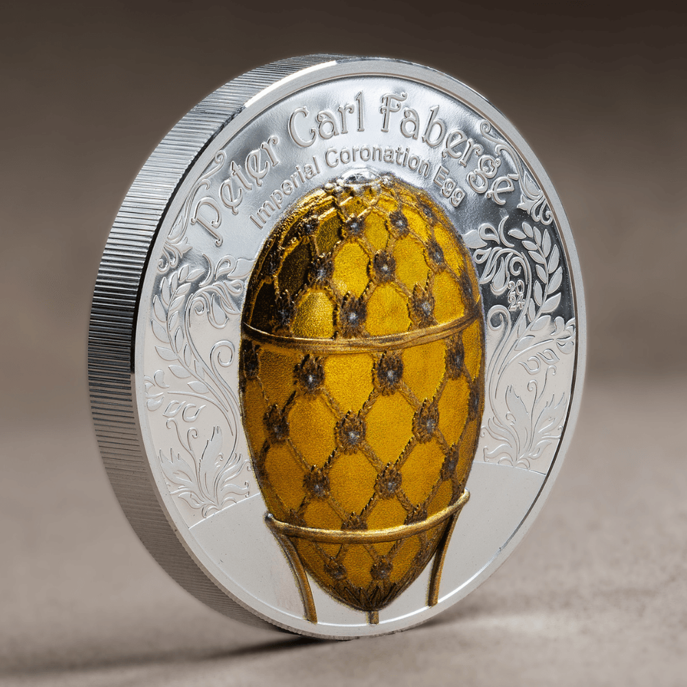 IMPERIAL CORONATION EGG 2 Oz Silver Coin 1000 Togrog Mongolia 2024 - PARTHAVA COIN