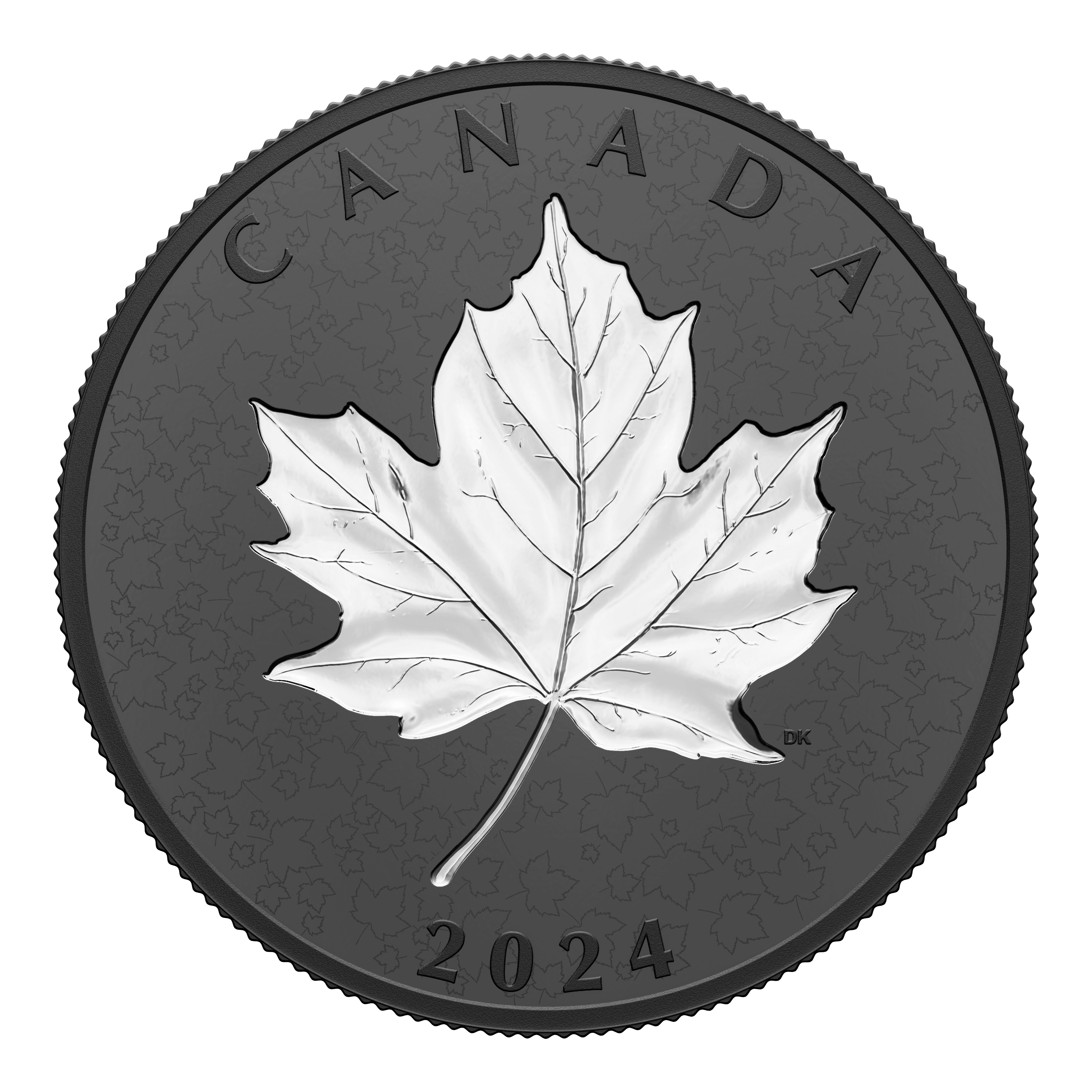 MAPLE LEAF Black Rhodium Plating 5 Oz Silver Coin $50 Canada 2024 - PARTHAVA COIN