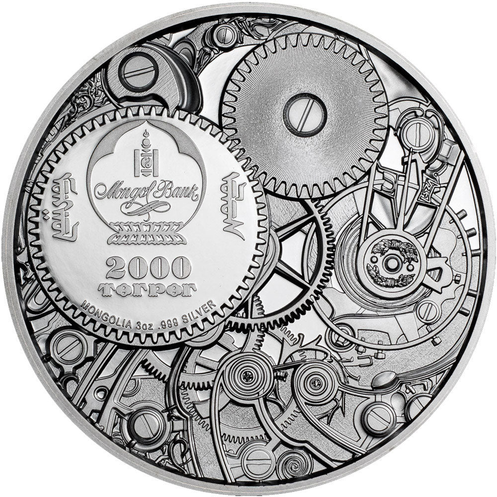 MECHANICAL TURTLE Clockwork Evolution 3 Oz Silver Coin 2000 Togrog Mongolia 2022